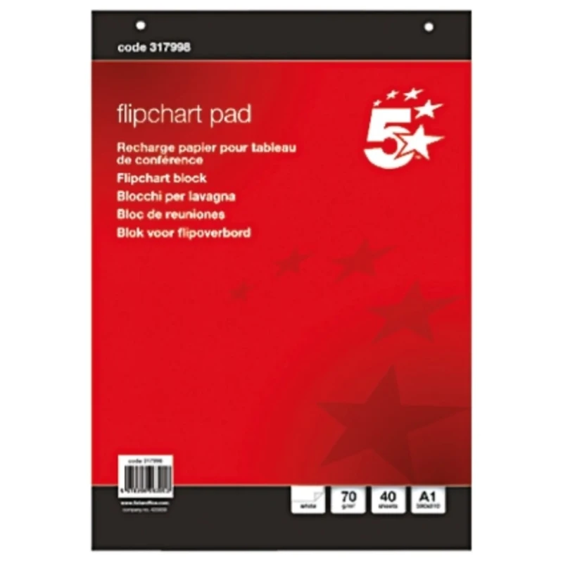 RS PRO Plain A1 Flip Chart 40 Sheets, 813 x 584 mm 777-7684
