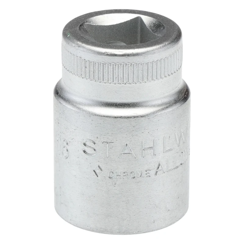 STAHLWILLE 3/8 in Drive 16 mm 12 Point Square Socket Chrome Finish 31mm Overall Length 02010016
