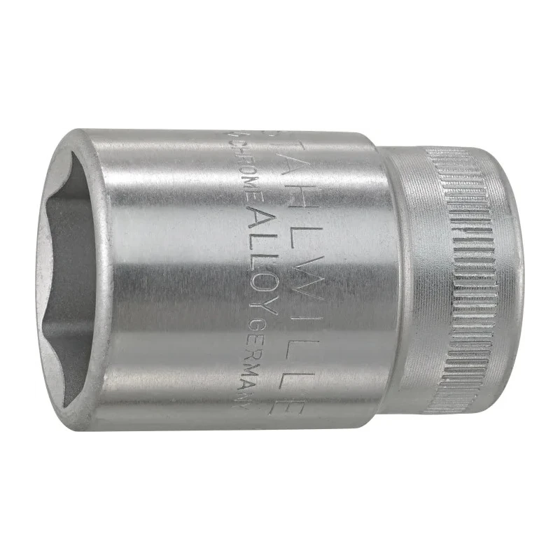 STAHLWILLE 1/2 in Drive 27 mm Hexagon Socket with Chrome Finish, 45mm Overall Length 03030027