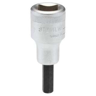 STAHLWILLE 1/2 in Drive Bit Socket, Chrome Steel, Square Drive Type, 22mm Overall Length 03050007