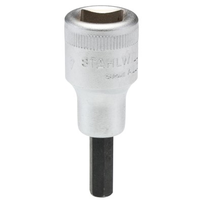 STAHLWILLE 1/2 in Drive Bit Socket, Chrome Steel, Square Drive Type, 22mm Overall Length 03050007