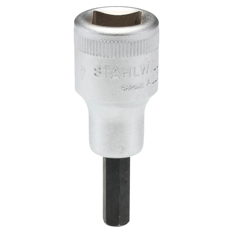 STAHLWILLE 1/2 in Drive Bit Socket, Chrome Steel, Square Drive Type, 22mm Overall Length 03050007