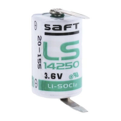 Saft Lithium Thionyl Chloride 1/2 AA Battery 3.6 V 1.2 Ah 14.55 mm Diameter x 25.15 mm Height LS14250CNR