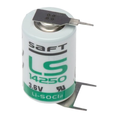 Saft 3.6 V 1/2 AA Lithium Thionyl Chloride PCB Mount Battery, 1200 mAh Capacity, 14.55 mm Diameter x 25.15 mm LS142503PFRP