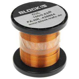 Block Enamelled Copper Wire 0.33 mm² Cross Section 0.63 mm OD 28 m Length CUL 100/0,63