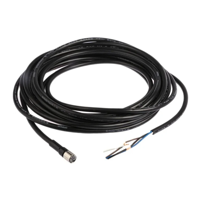 Omron Female 4-Way Straight Sensor Actuator Cable 5 m PVC Jacket Black 125V dc XS3F-M8PVC4S5M