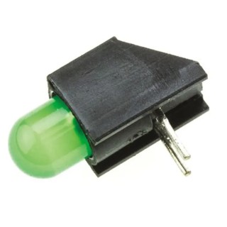Dialight Green Right Angle 5 mm (T-1 3/4) PCB LED Indicator, Single Colour, 2.1 V, 25 mA Maximum Forward Current 550-2207F