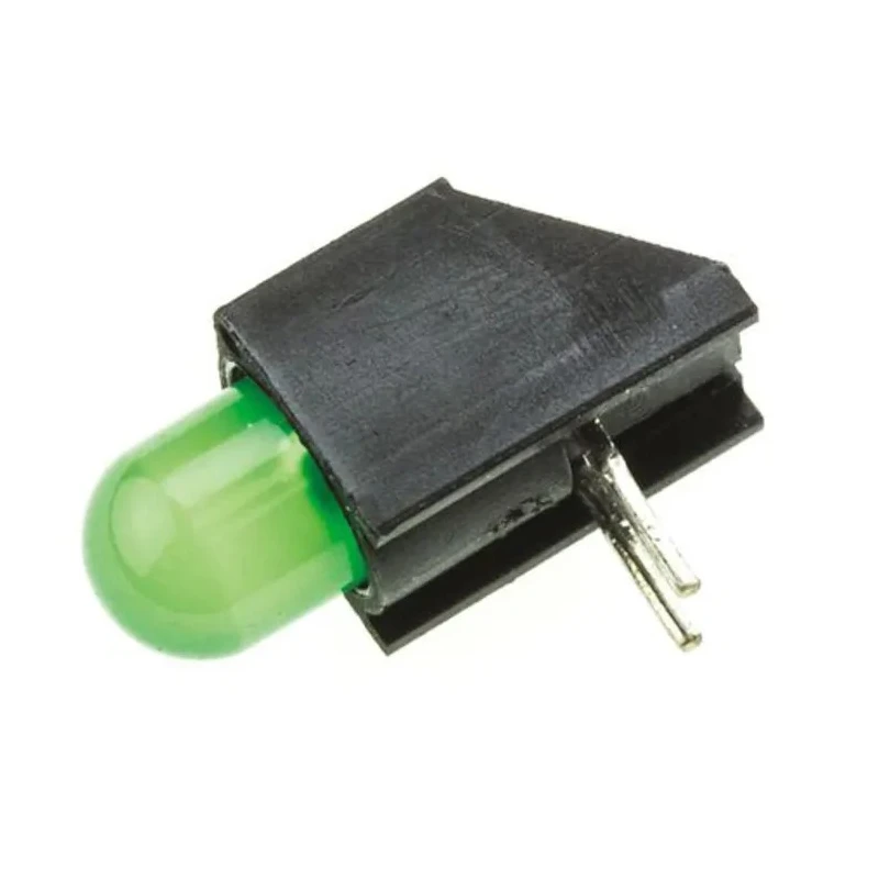 Dialight Green Right Angle 5 mm (T-1 3/4) PCB LED Indicator, Single Colour, 2.1 V, 25 mA Maximum Forward Current 550-2207F
