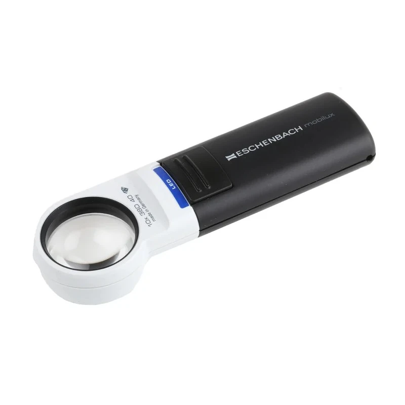 Eschenbach Illuminated Magnifier 10x Magnification 35mm Diameter Handheld Magnifying Glass with AA Battery 151110