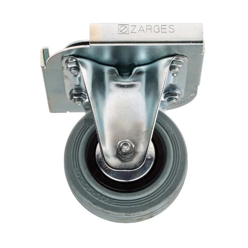 Zarges Fixed Castor Wheel, 200 kg Load Capacity, 100 mm Wheel Diameter, Solid Rubber Wheel 40741