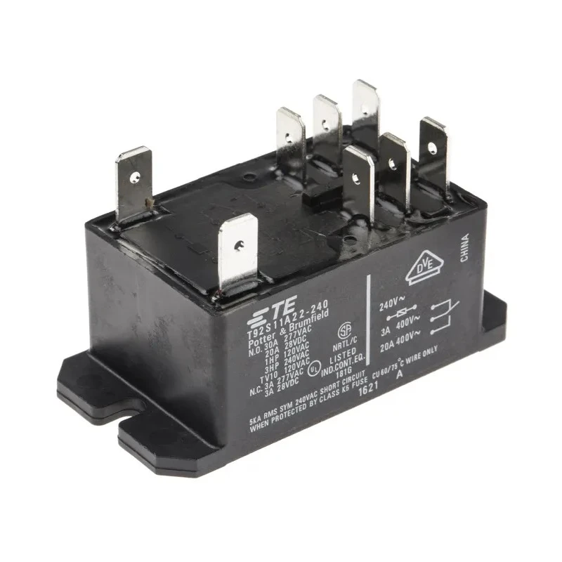 TE Connectivity Panel Power Relay 230V ac Coil 30A Switching Current DPDT T92S11A22-240 8-1393211-7