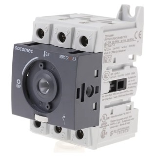 Socomec 3-Pole DIN Rail Isolator Switch, IP20 Rated, 63A, 30 kW SIRCO M 