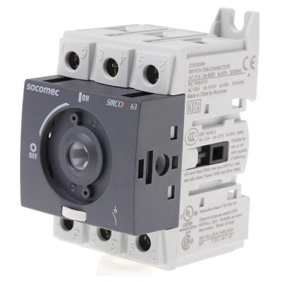 Socomec 3-Pole DIN Rail Isolator Switch, IP20 Rated, 63A, 30 kW SIRCO M 