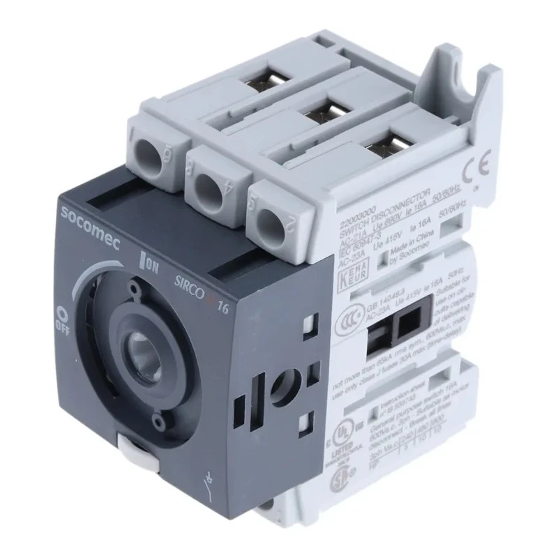 Socomec 3-Pole DIN Rail Isolator Switch IP20 16A 7.5 kW 