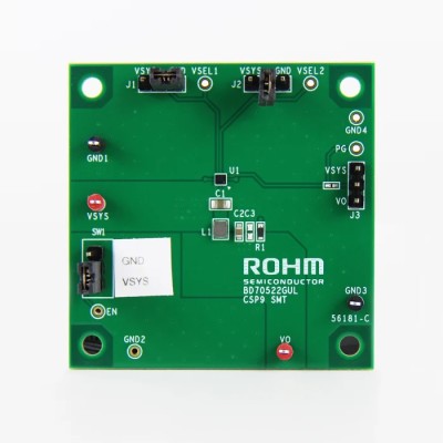 ROHM Buck Converter Evaluation Board for BD70522GUL Model , 180nA Quiescent Current, 500mA Output Current, US Origin