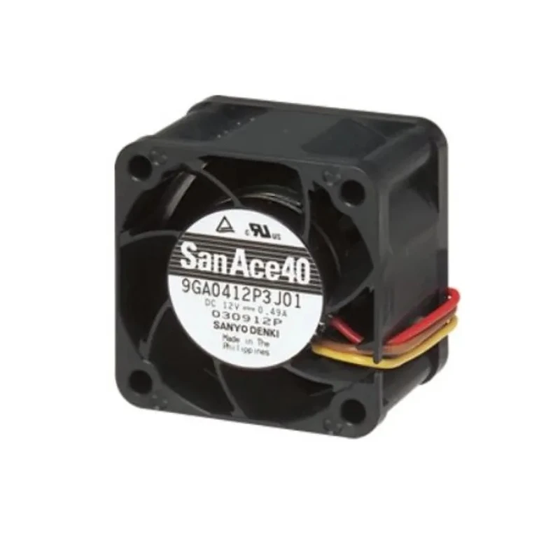 Sanyo Denki San Ace 9GA Series Axial Fan, 12V DC, 33 m³/h Air Flow, 5.88 W Power, 490 mA Max Current, 40x40x28 9GA0412P3J01