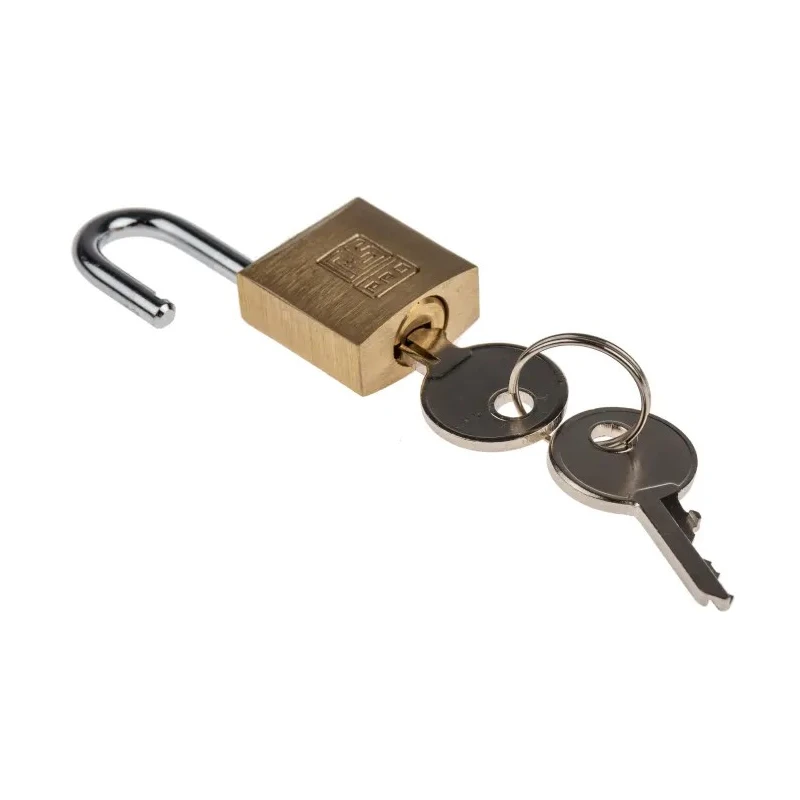 RS PRO Key Brass Padlock, 4 mm Shackle Diameter, 12 mm Shackle Length, 2 mm Brass Body 781-5994