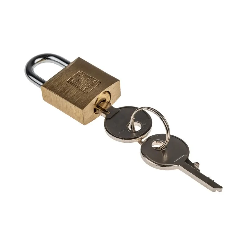 RS PRO Key Brass Padlock, 4 mm Shackle Diameter, 12 mm Shackle Length, 2 mm Brass Body 781-5994