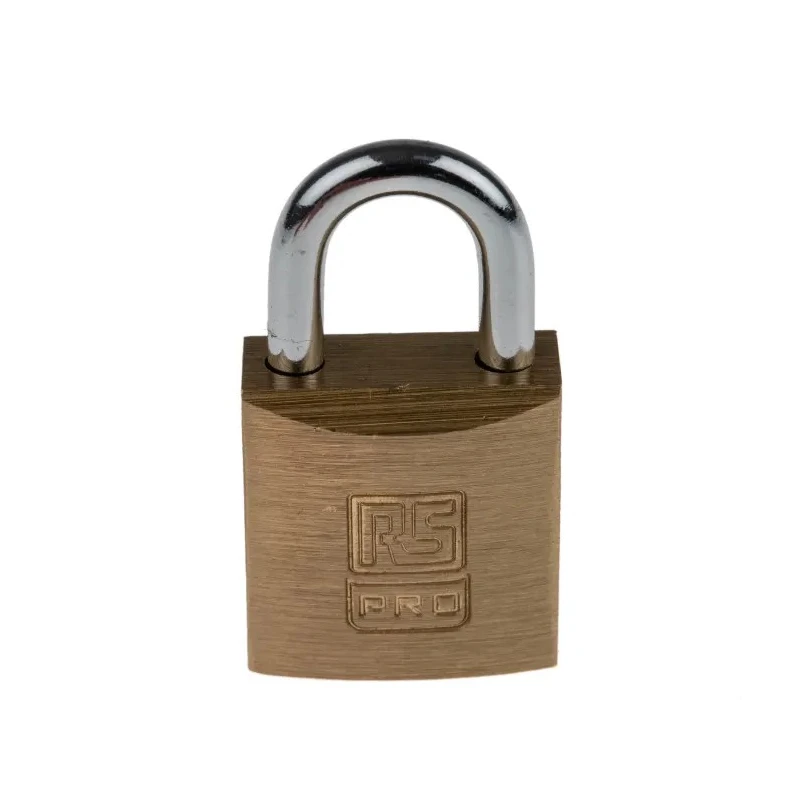 RS PRO Key Brass Padlock, 4 mm Shackle Diameter, 12 mm Shackle Length, 2 mm Brass Body 781-5994
