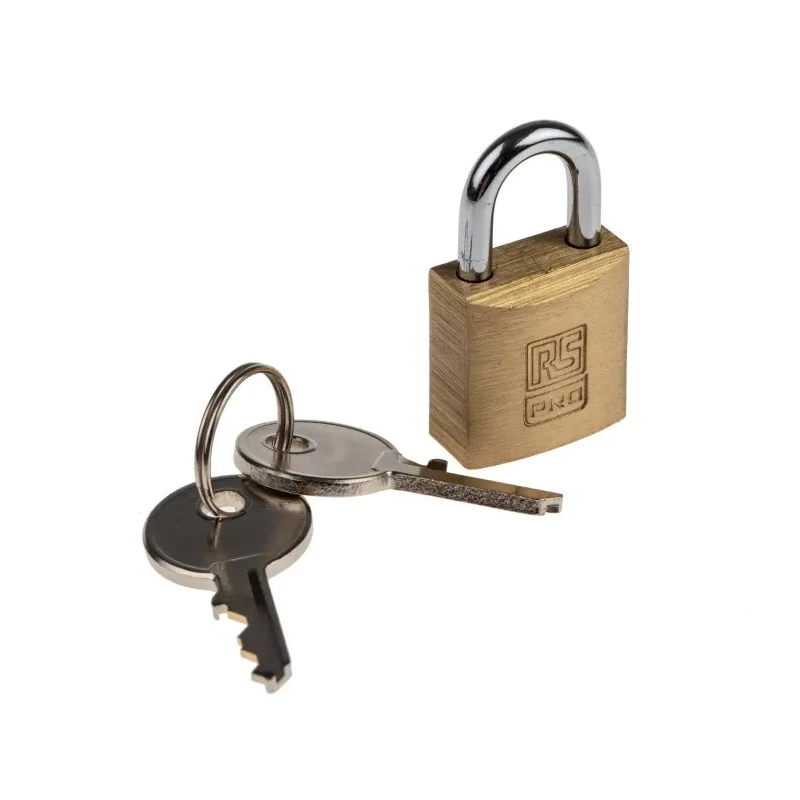 RS PRO Key Brass Padlock, 4 mm Shackle Diameter, 12 mm Shackle Length, 2 mm Brass Body 781-5994