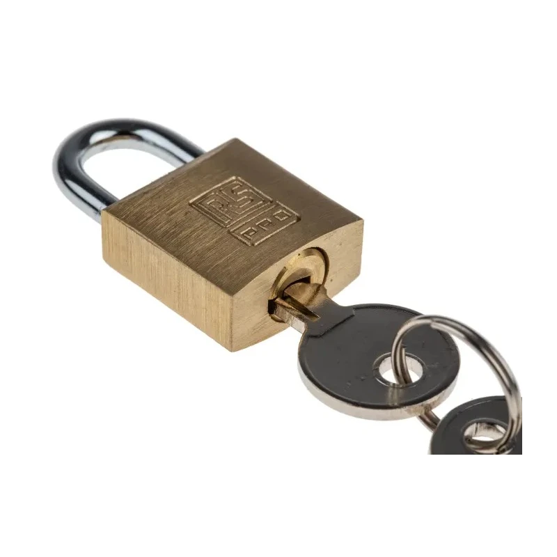 RS PRO Key Brass Padlock, 4 mm Shackle Diameter, 12 mm Shackle Length, 2 mm Brass Body 781-5994
