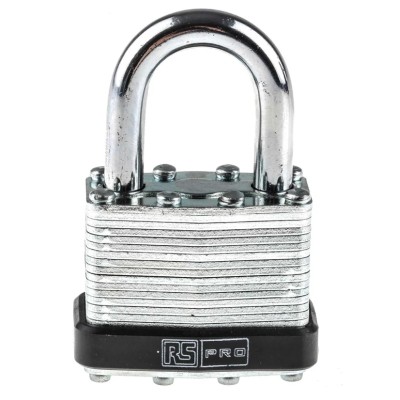 RS PRO Key Steel Padlock, 7 mm Shackle Diameter, 25 mm Shackle Length, 4 mm Body Width 781-6017