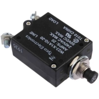 TE Connectivity Thermal Circuit Breaker 20A Current Rating 1-Pole Direct Mount W23-X1A1G-20