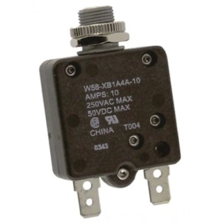 TE Connectivity Thermal Circuit Breaker 10A Current Rating 1-Pole, Direct Mount, Toggle Switch Reset W58-XB1A4A-10