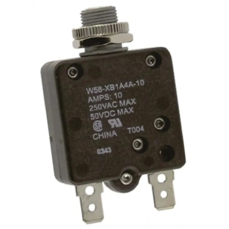 TE Connectivity Thermal Circuit Breaker 10A Current Rating 1-Pole, Direct Mount, Toggle Switch Reset W58-XB1A4A-10