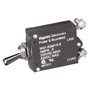 TE Connectivity Thermal Circuit Breaker 0.5 to 50 A Current Range 5A Rating 1-Pole Direct Mount W31-X2M1G-5