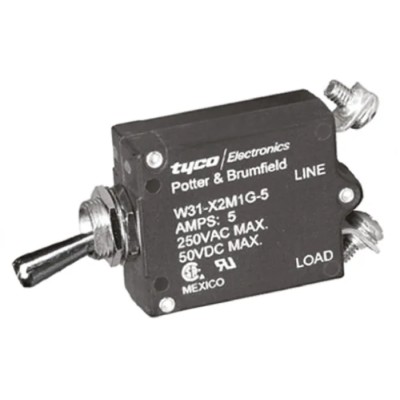 TE Connectivity Thermal Circuit Breaker 0.5 to 50 A Current Range 5A Rating 1-Pole Direct Mount W31-X2M1G-5