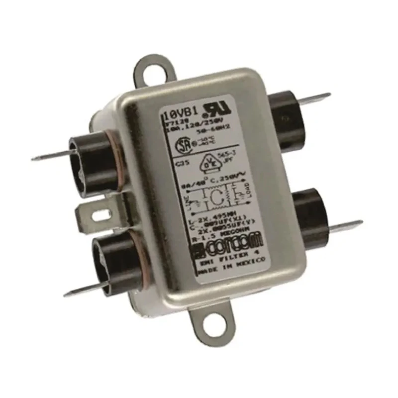 TE Connectivity Corcom B Series Flange RFI Filter 10 A 250V AC 50Hz/60Hz Fast-On Termination 10VB1