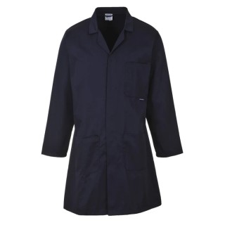 RS PRO Navy Men's Reusable Lab Coat Size L Polyester Fleece Stud Closure with 3 Pockets 171-6845