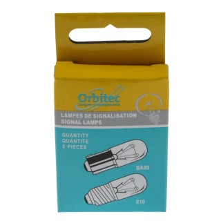 Orbitec BA9S Indicator Light Clear Lens 24V 85mA 10mm Diameter 28mm Length 1000h Lifespan BA9S
