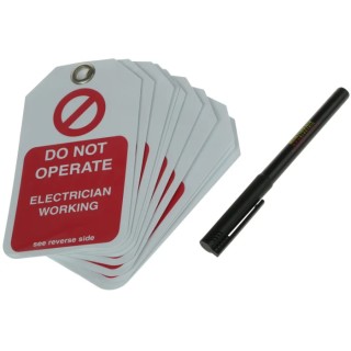 Martindale Lockout Tag Pack of 10 with 'Do Not Operate, Electrician Working, Equipment Locked Off' Warning Messages TAG4