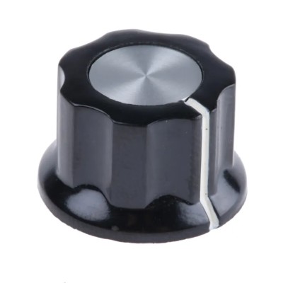 TE Connectivity Black Phenolic Potentiometer Knob 19 mm Diameter, 11.9 mm Height, Grub Screw for 3.17 mm Shaft PKES60B1/8