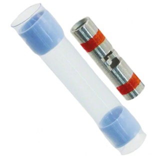 TE Connectivity MiniSeal Butt Splice Connector, Red, Insulated, Nickel Plated Copper Alloy for 26-20 AWG Wires D-200-82