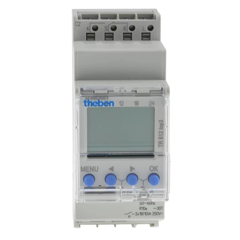 Theben Digital TOP3 DIN Rail Time Switch 2-Channel 230V AC 