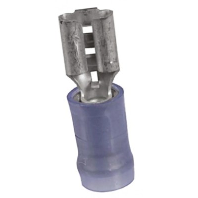 TE Connectivity PIDG FASTON .187 Blue Insulated Female Spade Connector Crimp Terminals 4.75 x 0.51 mm Tab Size 16 640919-1