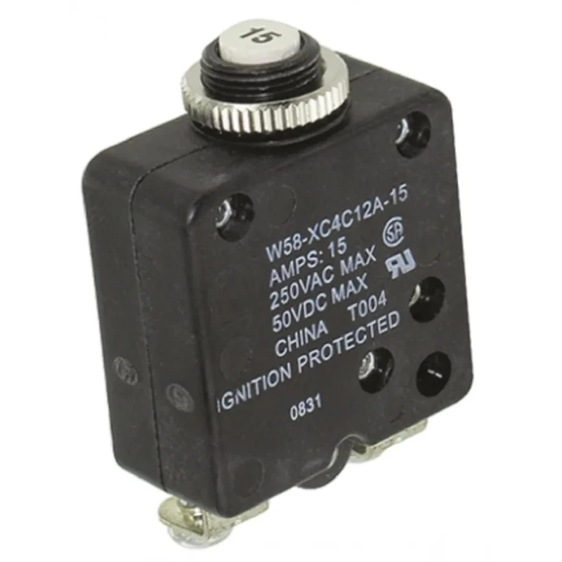 TE Connectivity Thermal Circuit Breaker 15A Current Rating 1-Pole, Direct Mount With Toggle Switch W58-XC4C12A-15