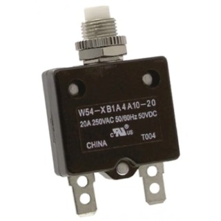 TE Connectivity Thermal Circuit Breaker 20A Current Rating 1-Pole Direct Mount W54-XB1A4A10-20