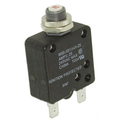 TE Connectivity Thermal Circuit Breaker 25A Current Rating 1-Pole Direct Mount W58-XB1A4A-25