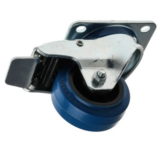 RS PRO Heavy Duty Braked Swivel Castor 150 kg Load Capacity, 80 mm Elastic Wheel, Roller Bearing, Polyamide Hub 171-8305