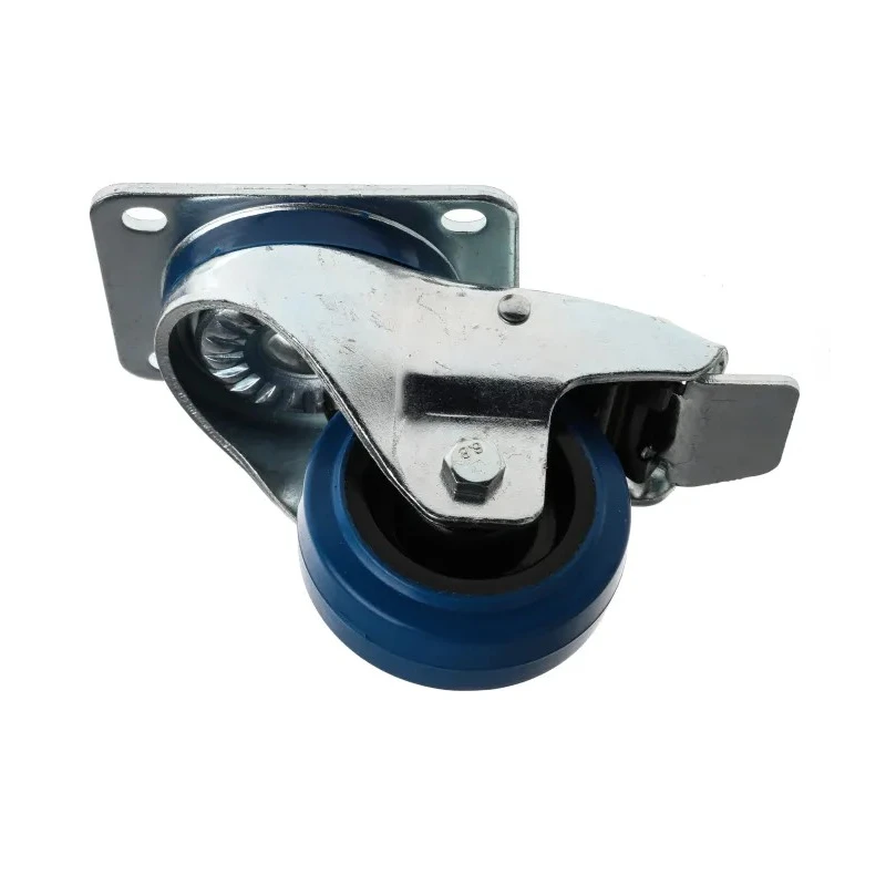 RS PRO Heavy Duty Braked Swivel Castor 150 kg Load Capacity, 80 mm Elastic Wheel, Roller Bearing, Polyamide Hub 171-8305