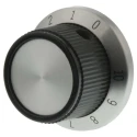 TE Connectivity Black Plastic Dial Potentiometer Knob 25.9 mm Diameter 15.5mm Height for 6.35 mm Circular Shaft PKD70B101/4