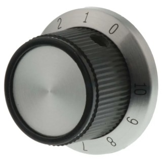TE Connectivity Black Plastic Dial Potentiometer Knob 25.9 mm Diameter 15.5mm Height for 6.35 mm Circular Shaft PKD70B101/4