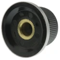 TE Connectivity Black Plastic Dial Potentiometer Knob 25.9 mm Diameter 15.5mm Height for 6.35 mm Circular Shaft PKD70B101/4