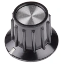 TE Connectivity Black Phenolic Potentiometer Knob for 6.35 mm Circular Shaft 20.2 mm Diameter PKA50B1/4