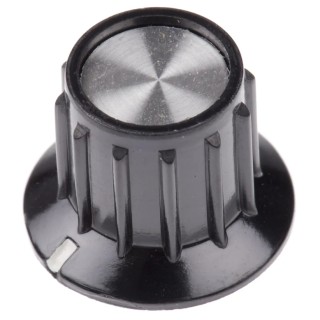 TE Connectivity Black Phenolic Potentiometer Knob for 6.35 mm Circular Shaft 20.2 mm Diameter PKA50B1/4