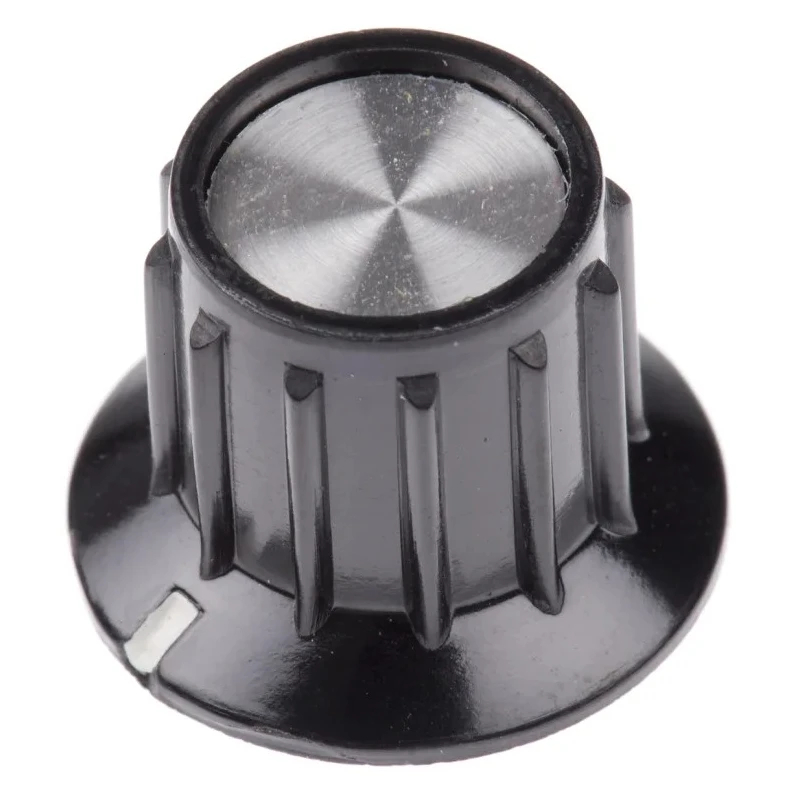 TE Connectivity Black Phenolic Potentiometer Knob for 6.35 mm Circular Shaft 20.2 mm Diameter PKA50B1/4